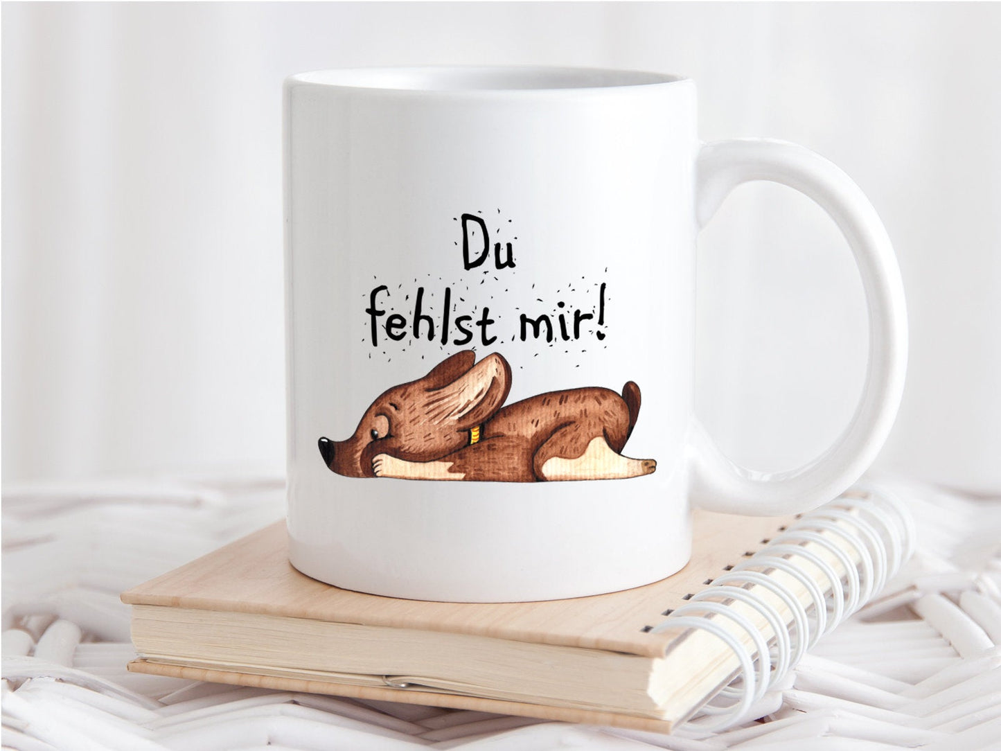 Tasse mit süßem Hund und Spruch Du fehlst mir - Tachinedas Kreativshop