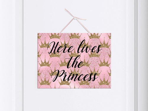 Dekoschild mit Spruch Hier lebt die Prinzessin pink Holzschild mit Print - Tachinedas Kreativshop