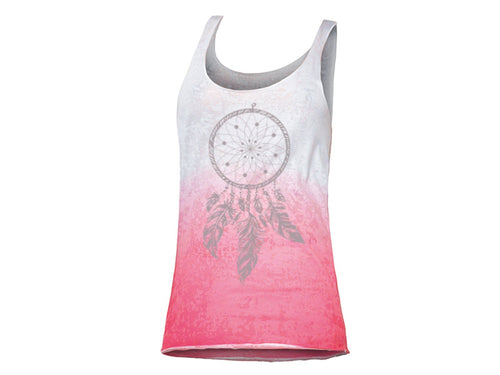 Tank Top mit Traumfänger Print Sommertop weiß pink Verlauf Boho Top Hippie Style - Tachinedas Kreativshop