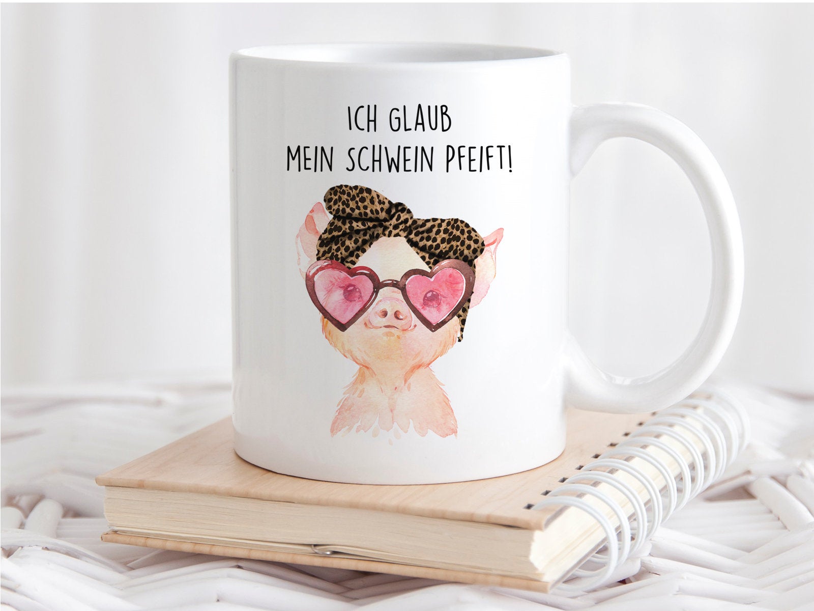 Tasse mit Schwein und Spruch Ich glaub mein Schwein pfeift - Tachinedas Kreativshop