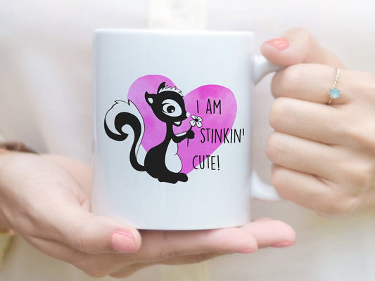 Tasse mit Stinktier und Spruch I am stinkin cute - Tachinedas Kreativshop