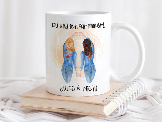 Personalisierte Tasse für die beste Freundin bedruckt mit Namen und Spruch - Tachinedas Kreativshop