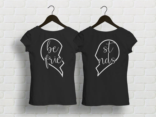 Bedruckte T-Shirts für zwei Beste Freundin Herz Geschenk - Tachinedas Kreativshop