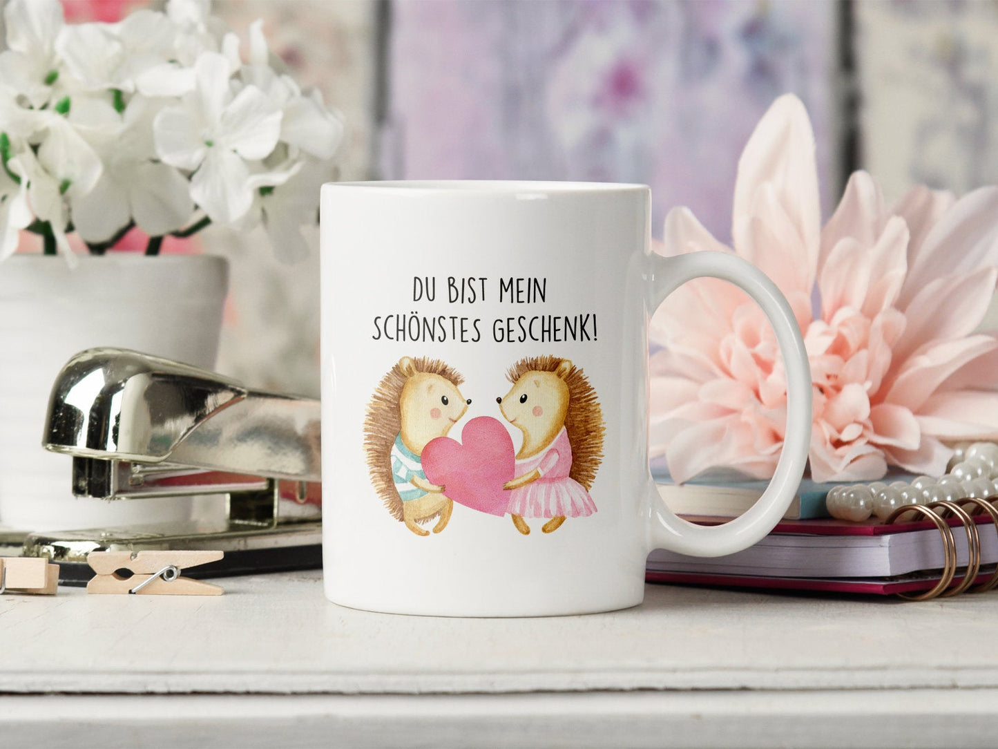 Tasse mit Igel und Spruch Du bist mein schönstes Geschenk - Tachinedas Kreativshop