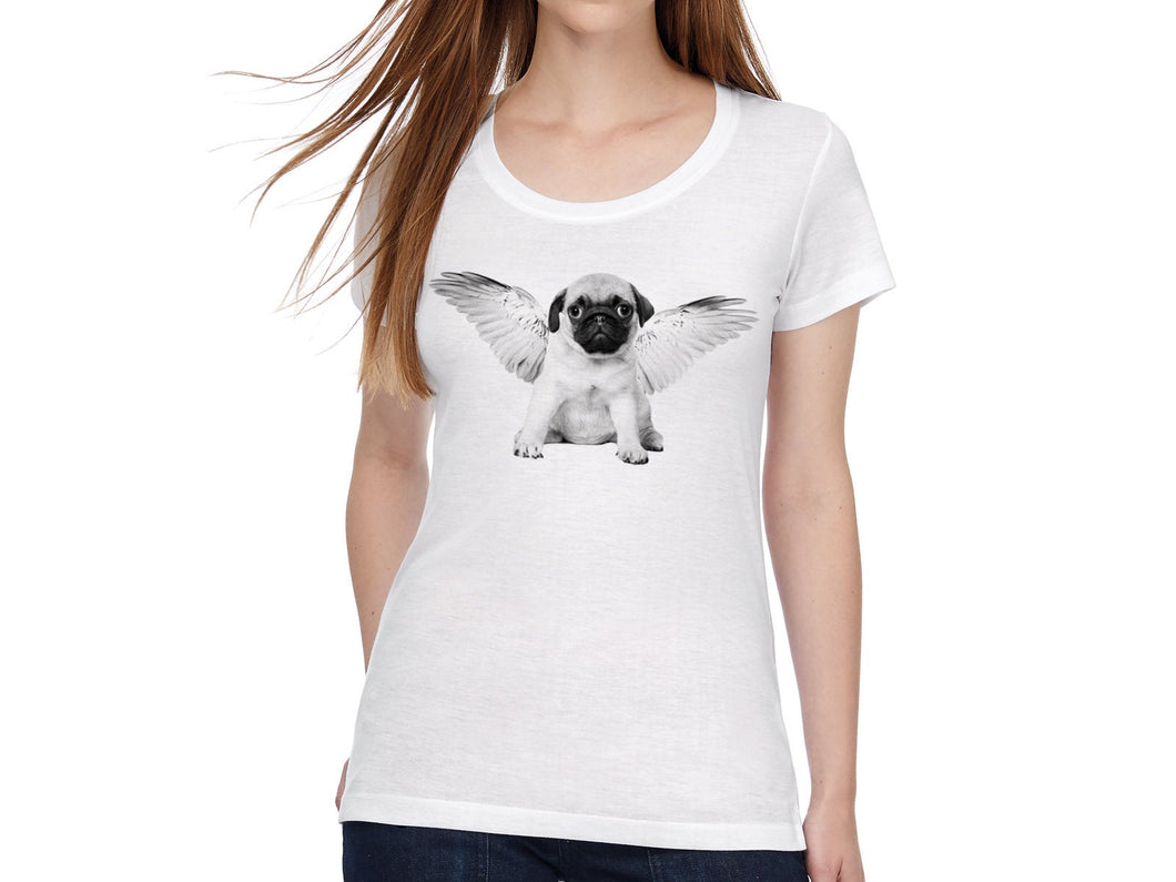 Damen T-Shirt mit Mops Print - Tachinedas Kreativshop