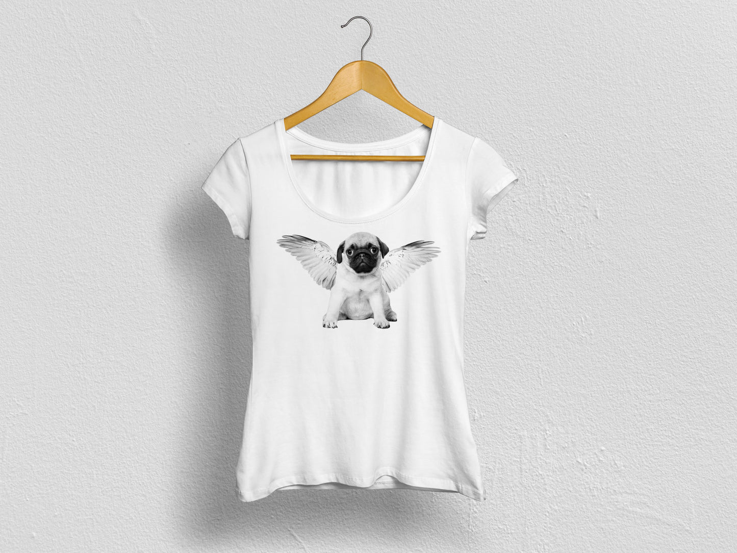 Damen T-Shirt mit Mops Print - Tachinedas Kreativshop