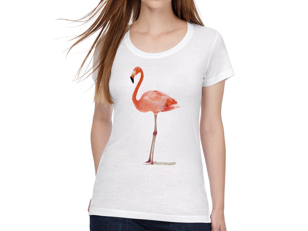 Damen T-Shirt mit Flamingo Print - Tachinedas Kreativshop