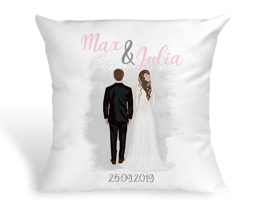 Personalisiertes Kissen Geschenk zur Hochzeit mit Namen und Datum Hochzeitskissen - Tachinedas Kreativshop