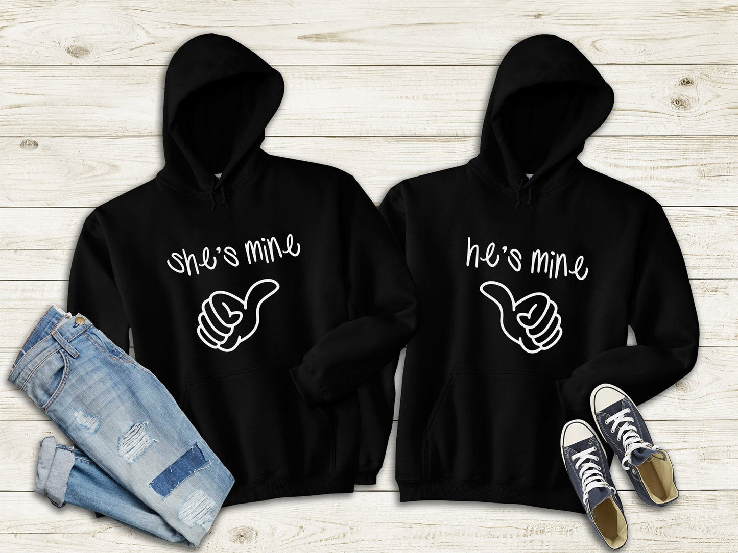 Pärchen Hoodies für zwei He's mine she's mine Partner Sweatshirts - Tachinedas Kreativshop