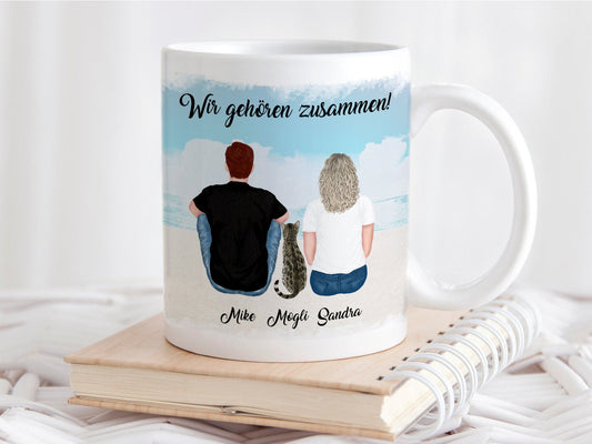 Personalisierte Tasse Herrchen und Katze Frauchen und Haustier mit Namen und Spruch Pärchentasse mit Katzen - Tachinedas Kreativshop