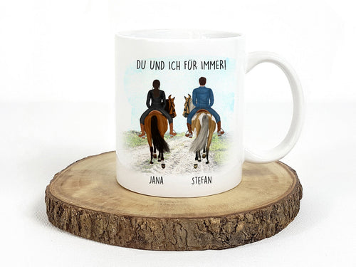 Personalisierte Tasse Pferd und Reiter mit Namen und Spruch Pferdetasse Pärchentasse Beste Freundinnen Pferde - Tachinedas Kreativshop