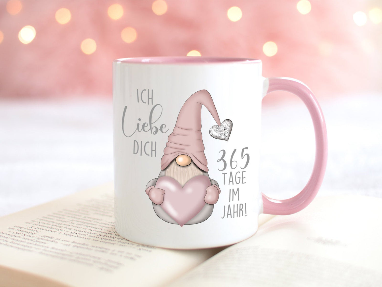 Wichteltasse mit Spruch Ich liebe dich 365 Tage im Jahr Geschenk zum Valentinstag Bedruckte Kaffeetasse mit Wichteln - Tachinedas Kreativshop