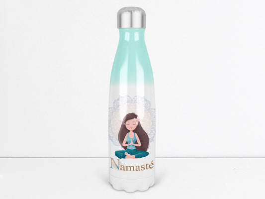 Trinkflasche mit Spruch Namaste 500 ml Thermosflasche mit Motiv Yoga Edelstahl Thermoflasche - Tachinedas Kreativshop