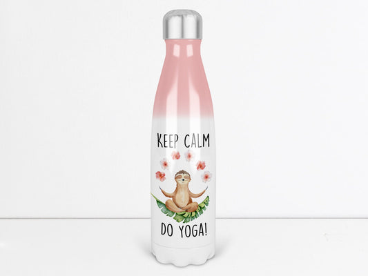 Trinkflasche mit Faultier und Spruch Mach Yoga 500 ml Thermosflasche mit Motiv Edelstahl Thermoflasche - Tachinedas Kreativshop