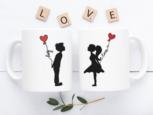 2er Set Bedruckte Tassen mit Motiv Partnertassen Pärchentasse Valentinstagsgeschenk Geschenk für Paare Hochtzeitsgeschenk - Tachinedas Kreativshop