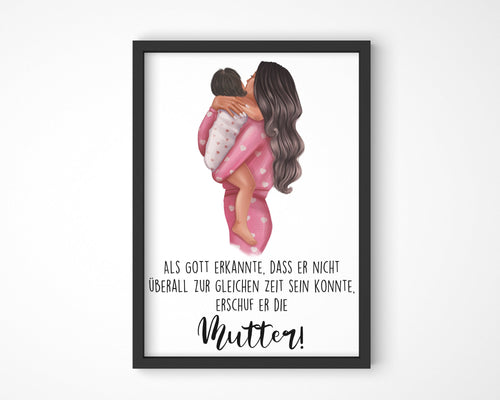 Poster mit Motiv und Spruch Mama Kind A3 Poster Mutter Kunstdruck Wallart Poster mit Text Geschenk zum Muttertag Geschenkidee - Tachinedas Kreativshop