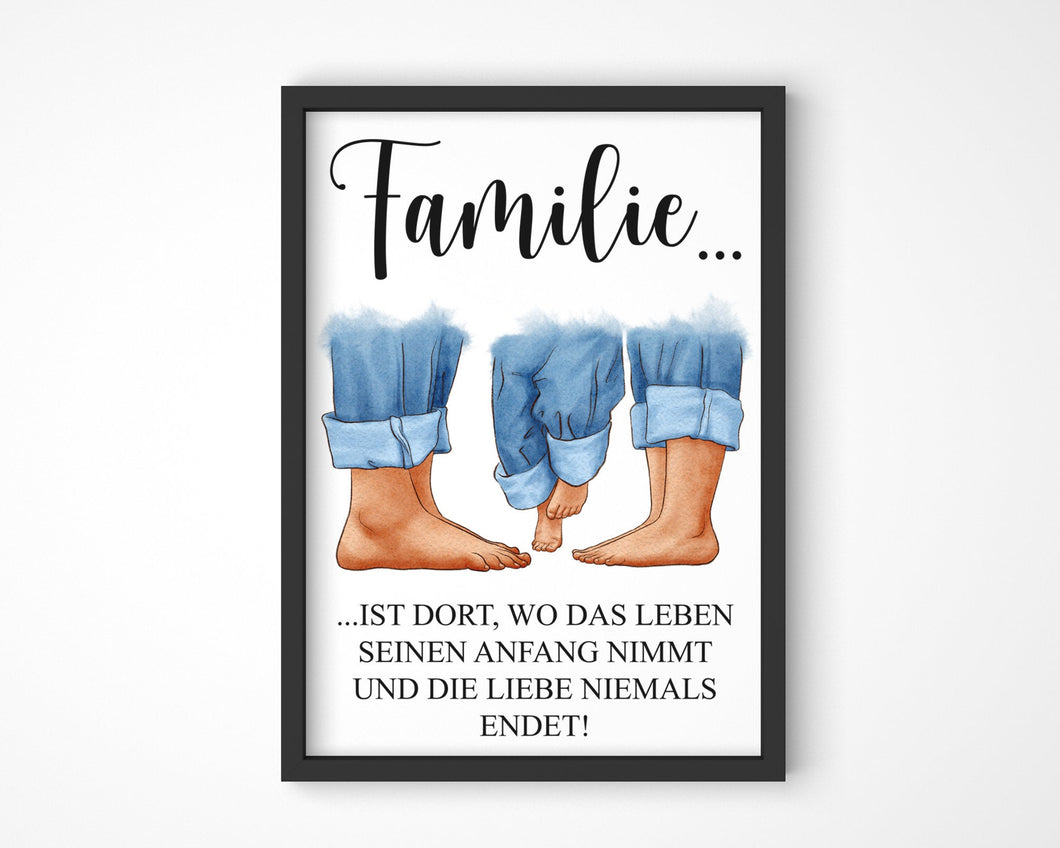 Poster mit Motiv und Spruch Familie A3 Poster Kunstdruck Wallart Poster mit Text Geschenk zum Muttertag Vatertag Geschenkidee - Tachinedas Kreativshop