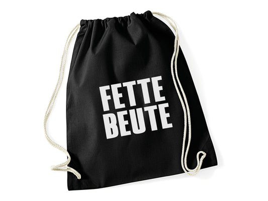 Turnbeutel mit Spruch Fette Beute Rucksack - Tachinedas Kreativshop