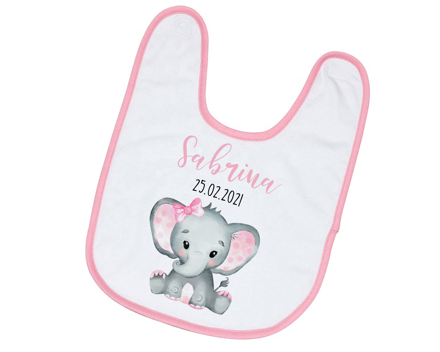 Personalisiertes Baby Lätzchen Elefant mit Name und Geburtsdatum Geschenk zur Geburt Taufe - Tachinedas Kreativshop