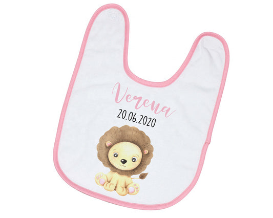 Personalisiertes Baby Lätzchen Löwe mit Name und Geburtsdatum Geschenk zur Geburt Taufe - Tachinedas Kreativshop