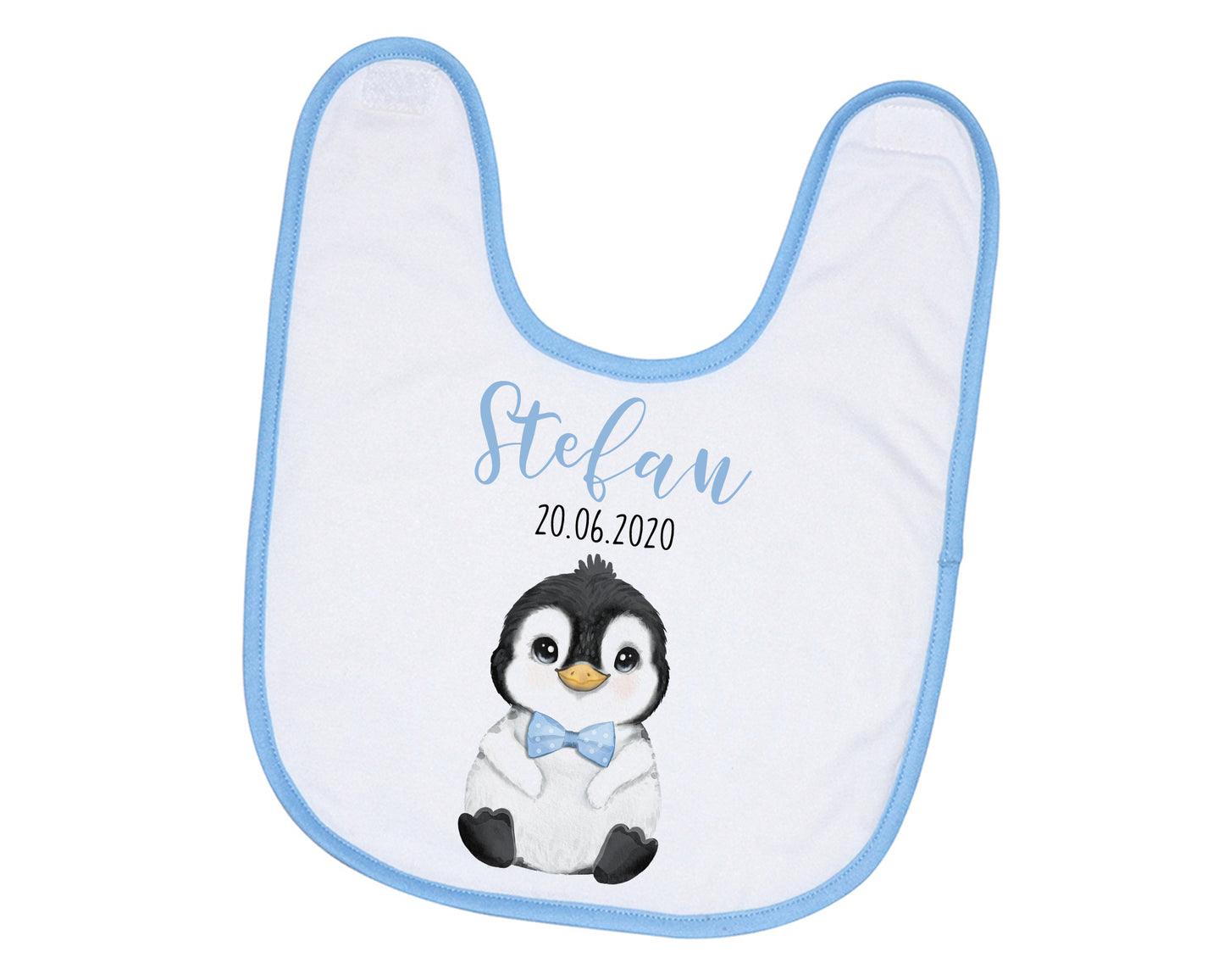 Personalisiertes Baby Lätzchen Pinguin mit Name und Geburtsdatum Geschenk zur Geburt Taufe - Tachinedas Kreativshop