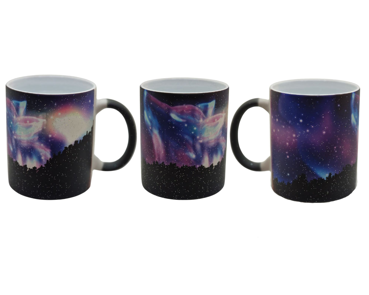 Magische Kaffeetasse magic mug Zaubertasse mit Glitzer und magischem Motiv