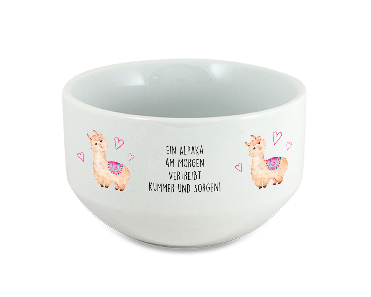 Alpaka Müslischale mit Spruch lustige Lama Müslischüssel – Tachinedas Kreativshop