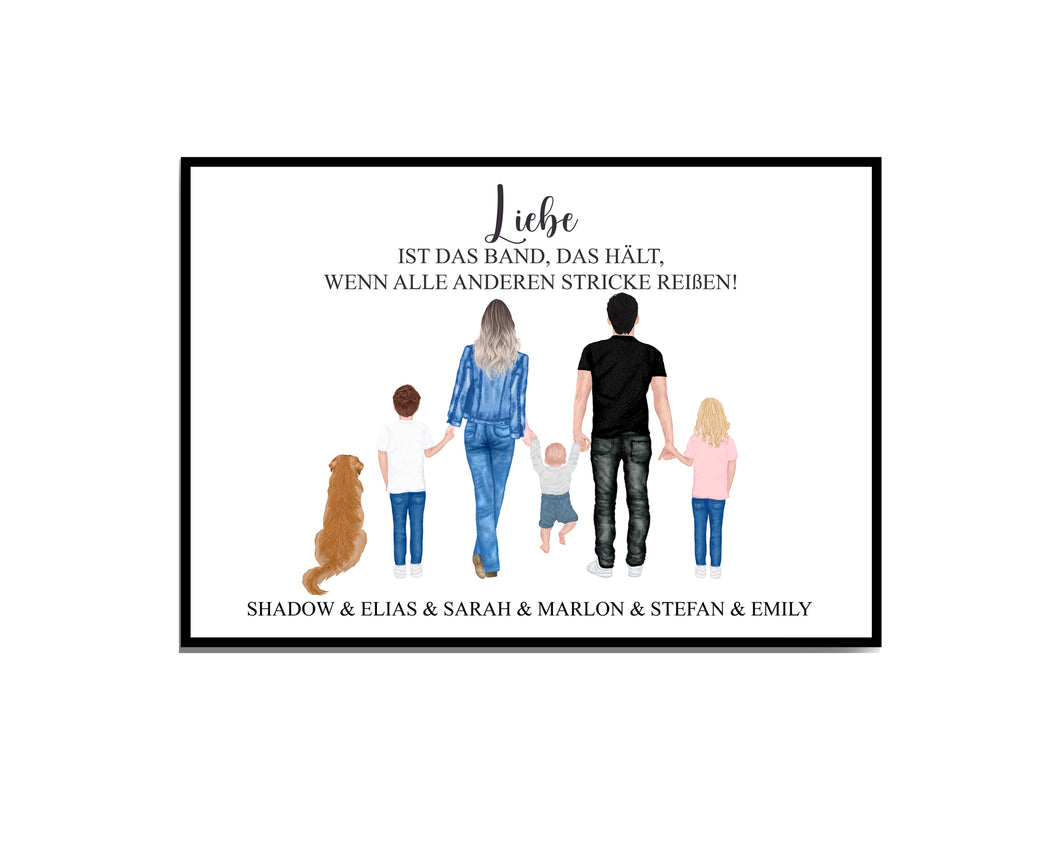 Personalisiertes Poster mit Motiv Familie A3 Poster Kunstdruck Wallart Poster mit Text Geschenk zum Muttertag Vatertag Geschenkidee