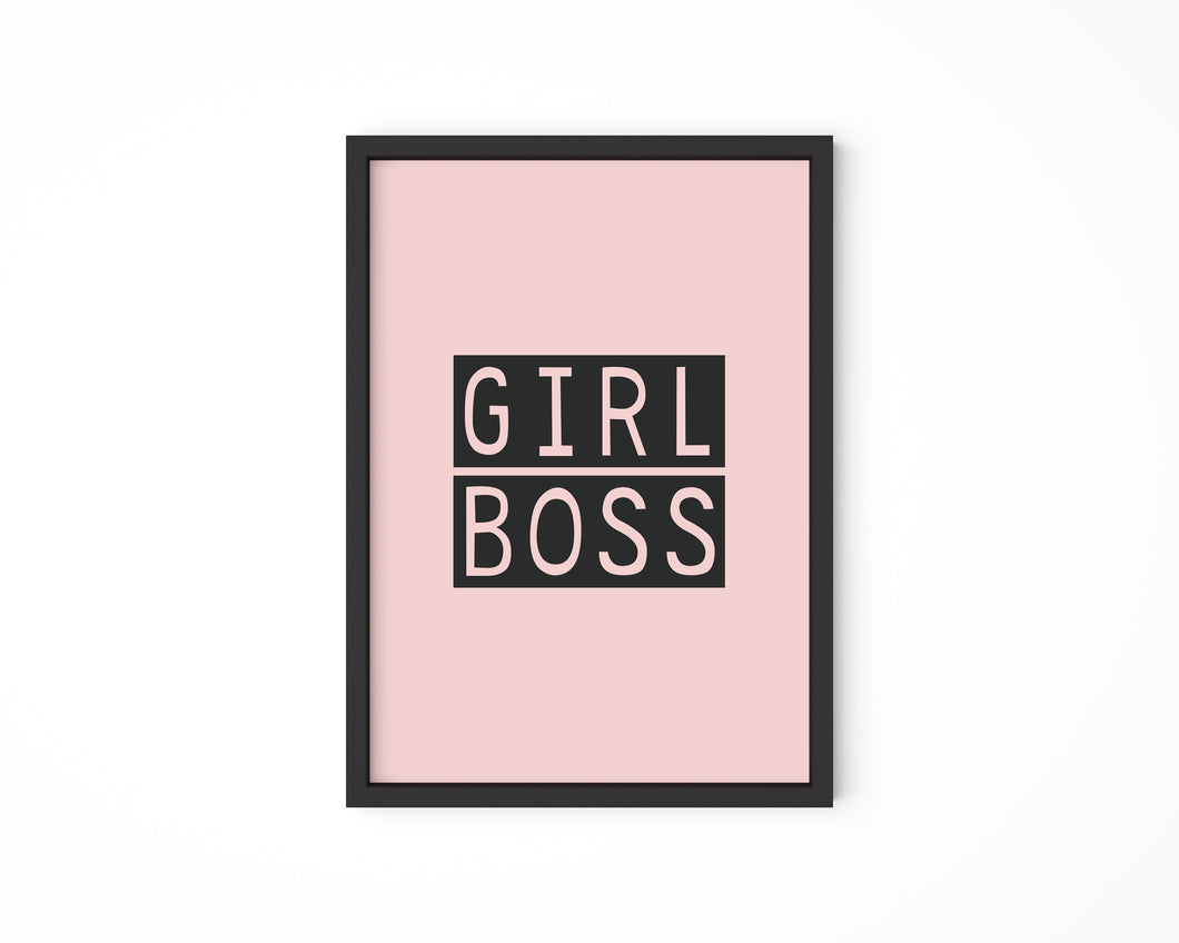 Poster Girl Boss Poster Kunstdruck Wallart mit Text Pink