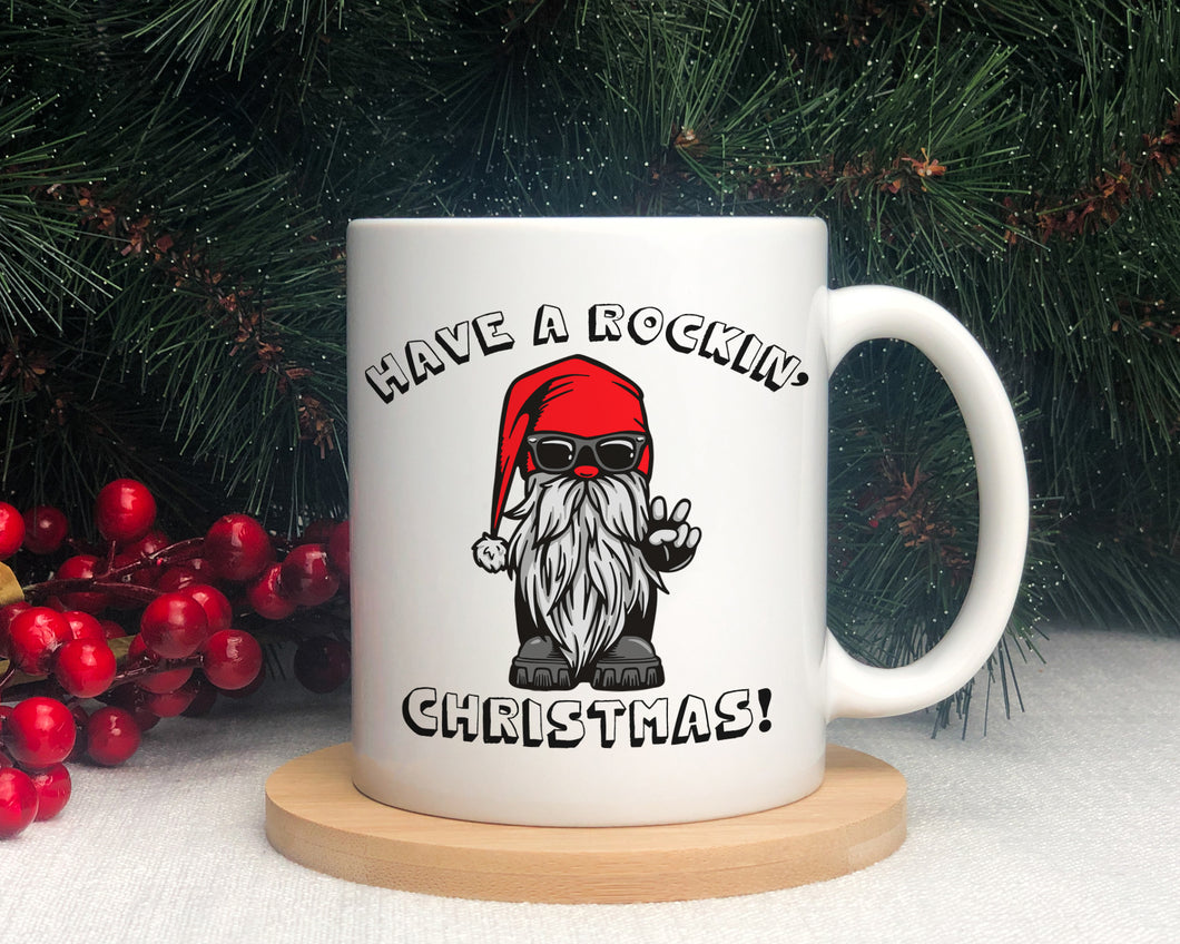 Weihnachtstasse mit Wichtel und Spruch Have a rockin' christmas Wichteltasse Kaffeebecher