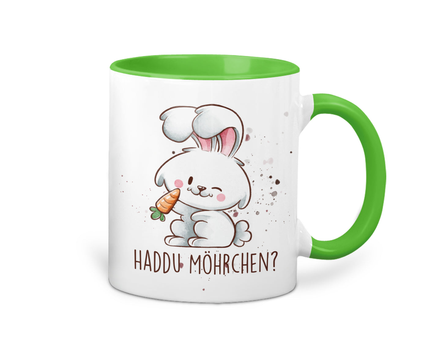 Ostertasse mit Häschen und Spruch Haddu Möhrchen Geschenk zu Ostern