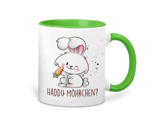 Ostertasse mit Häschen und Spruch Haddu Möhrchen Geschenk zu Ostern