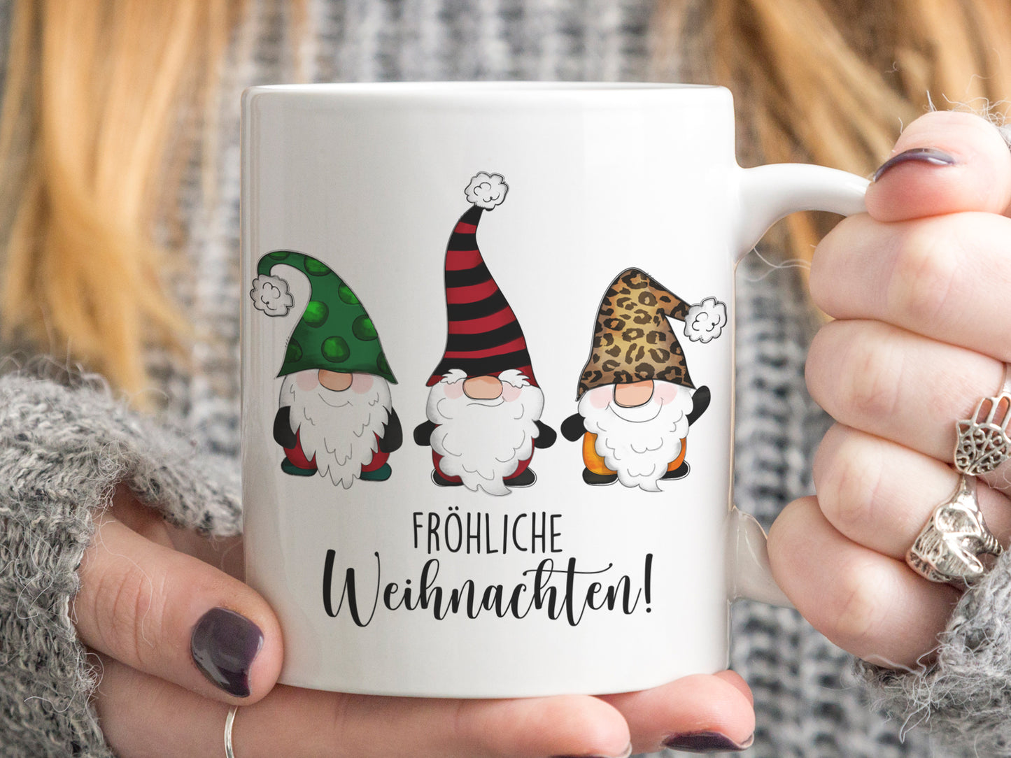 Weihnachtstasse mit Wichtel und Spruch Frohe Weihnachten Wichteltasse Kaffeebecher