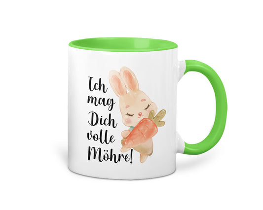 Tasse mit Hase und Spruch Ich mag dich volle Möhre Geschenk zu Ostern